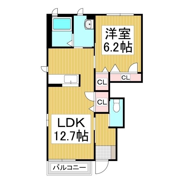 テルナールメゾンB(1LDK/1階)の間取り写真
