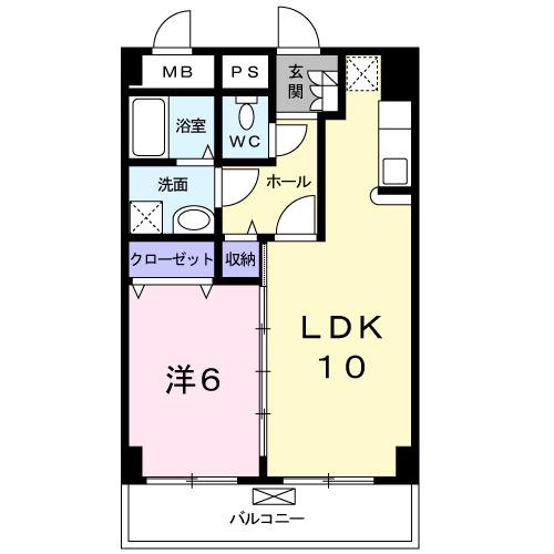 グラース(1LDK/4階)の間取り写真