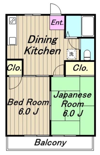 ラークタカ共和A(2DK/2階)の間取り写真