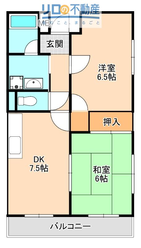 宮ノ前ハイツ(2DK/1階)の間取り写真