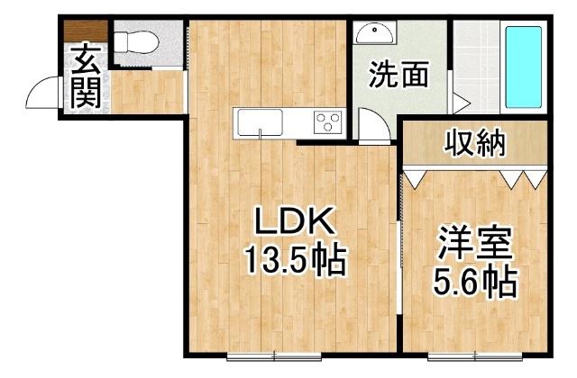 西13条南11丁目MS(1LDK/1階)の間取り写真