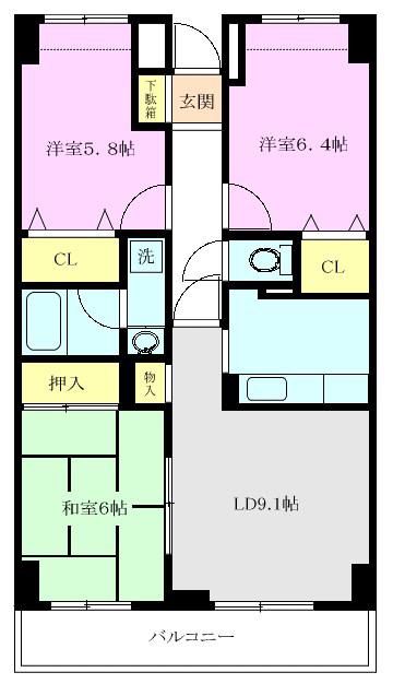 サニーヒルズ和光(3LDK/2階)の間取り写真