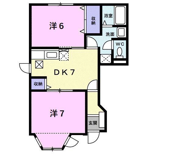 クレスト-ルミウ(2DK/1階)の間取り写真