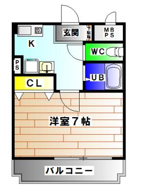 リヴィエル須磨(1K/3階)の間取り写真