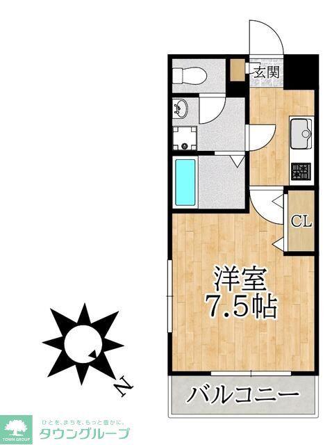 ニューアローズMIII(1K/4階)の間取り写真