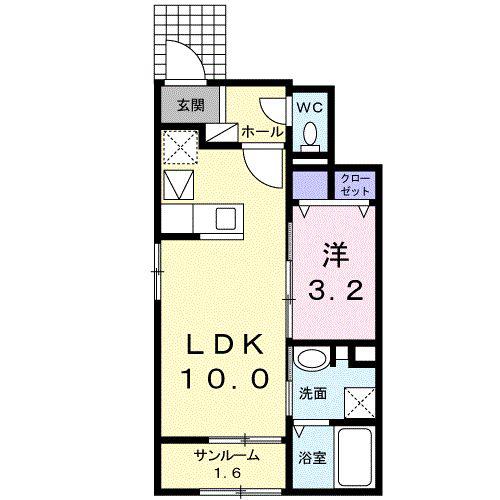 エトワール・KIII(1LDK/1階)の間取り写真