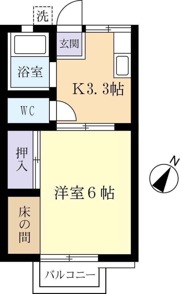 横田ハイツG(1K/2階)の間取り写真