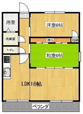 センチュリーハウスヒビノⅠ(2LDK/2階)の間取り写真