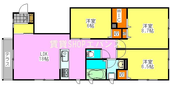スカイアート薬園台(3LDK/1階)の間取り写真
