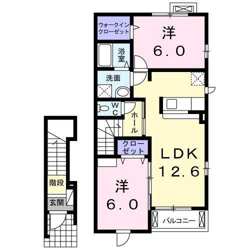 グリエンジュ(2LDK/2階)の間取り写真