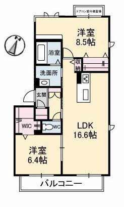 サマンサ(2LDK/2階)の間取り写真
