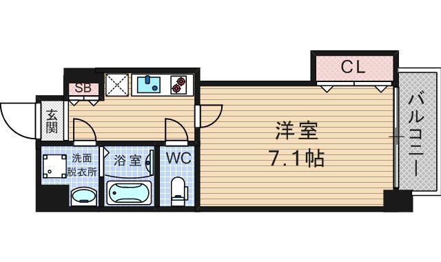 レオンコンフォート難波ミラージュ(1K/4階)の間取り写真