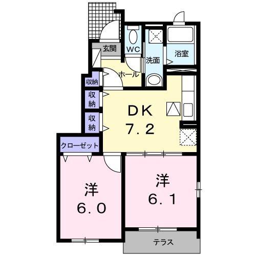 ラゾーナ・M(2DK/1階)の間取り写真
