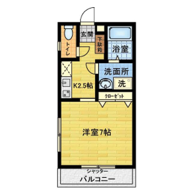 ハイツソフィ(1K/2階)の間取り写真
