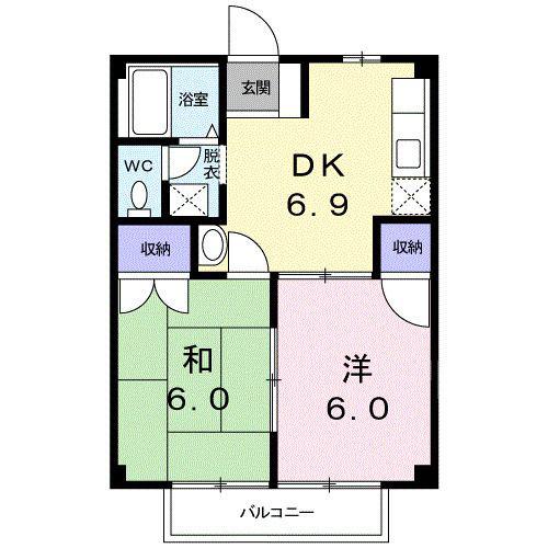エステートB(2DK/1階)の間取り写真