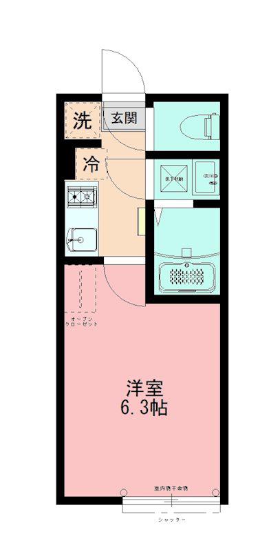 シュシュフルール(1K/1階)の間取り写真