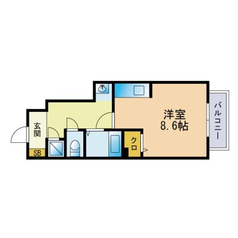シャルマン土井(ワンルーム/1階)の間取り写真