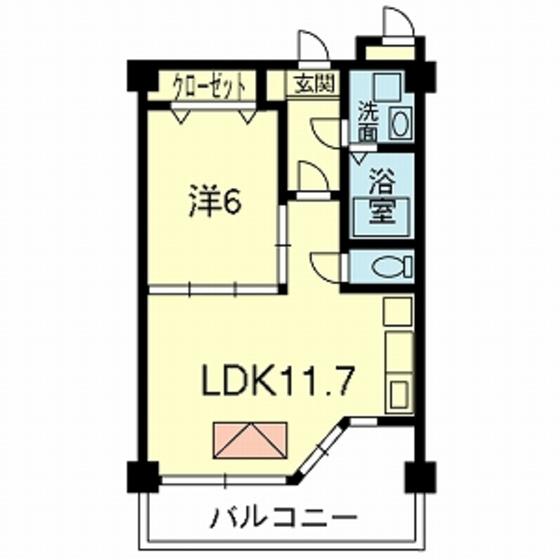 ウッドフォレストマンションB棟(1LDK/6階)の間取り写真