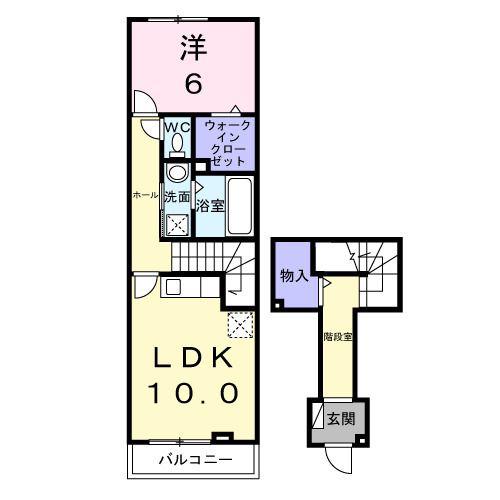 ウィステリアタウンI(1LDK/2階)の間取り写真