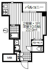 ファミールM&N(ワンルーム/2階)の間取り写真