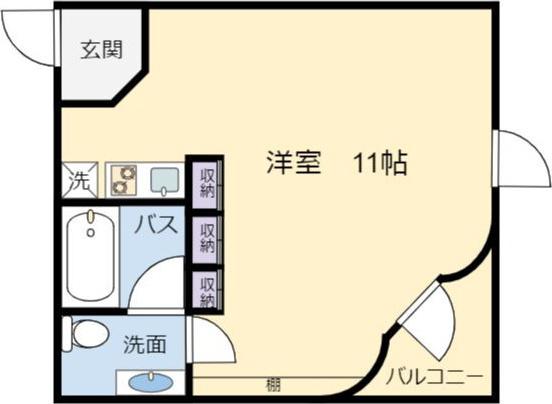 BIANCASA水主町(ワンルーム/4階)の間取り写真