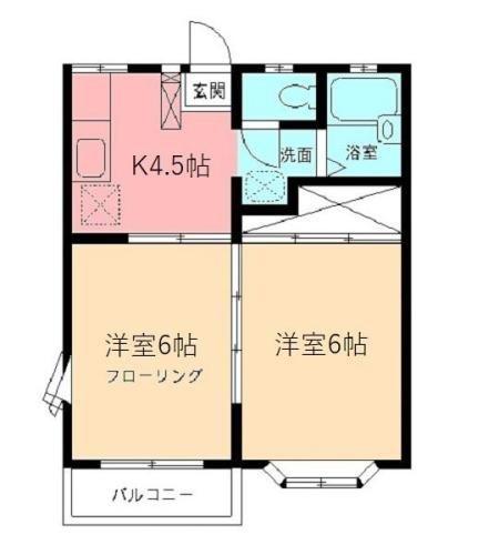 シャルマン元町(2K/2階)の間取り写真