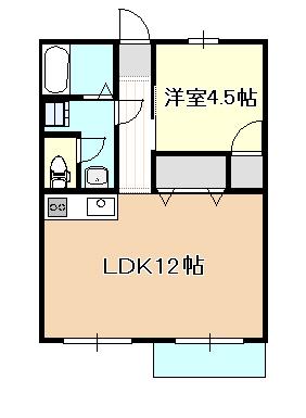 コーポペルメルII(1LDK/2階)の間取り写真