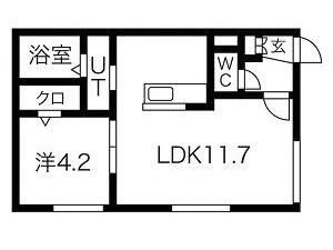 PINE HILLS豊平1条(1LDK/3階)の間取り写真