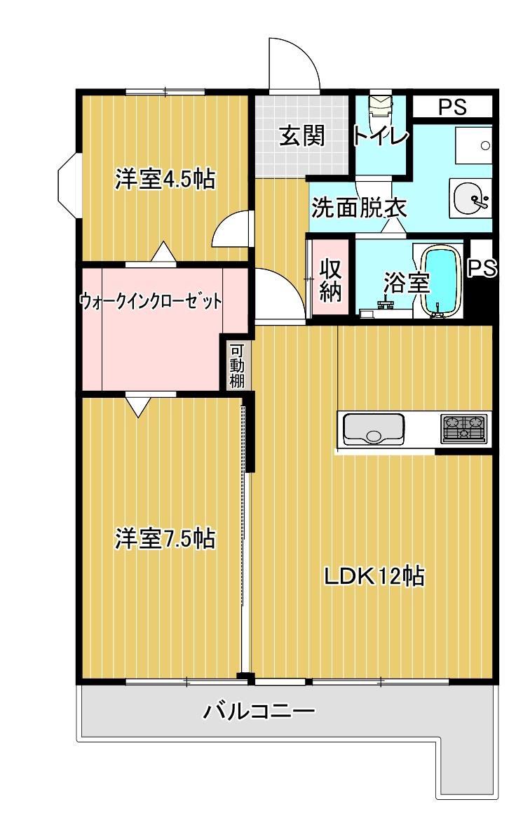 サンクリエート日辨(2LDK/4階)の間取り写真