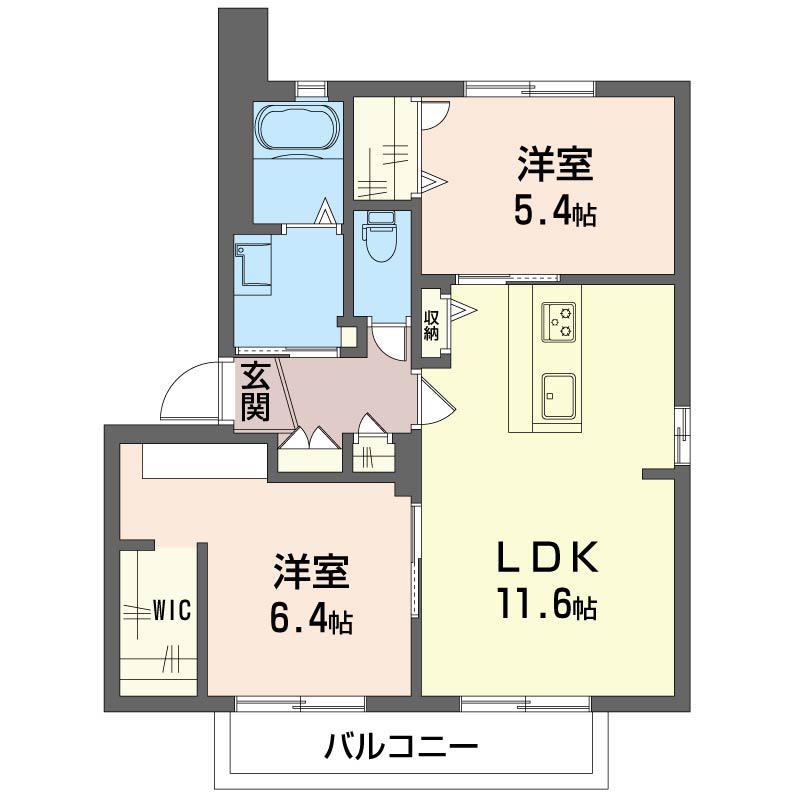 ローゼンハイム(2LDK/2階)の間取り写真