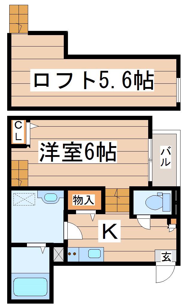 ハーモニーテラス福住町II(1K/2階)の間取り写真