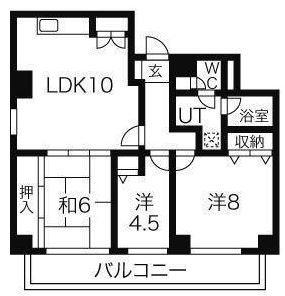 ハイツ空蝉(3LDK/5階)の間取り写真
