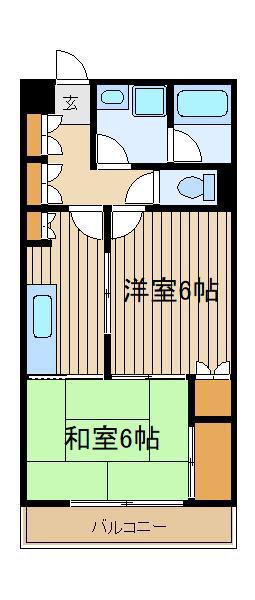 ゆたか弐番館(2K/1階)の間取り写真