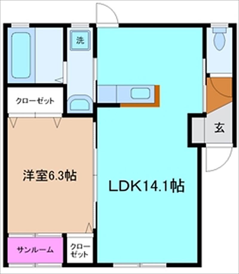 CASA MILA B棟(1LDK/1階)の間取り写真