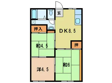ハイツタカノA棟(3DK/2階)の間取り写真