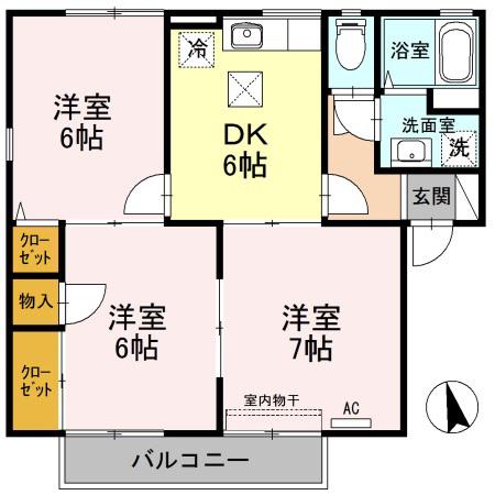 ロイヤルガーデン子安C(3DK/1階)の間取り写真