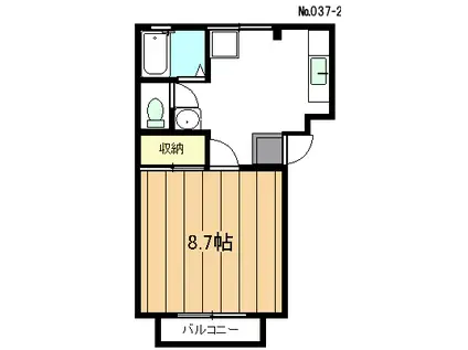 東野ハイツ(1K/2階)の間取り写真
