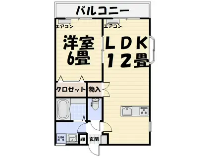 サンハイム優羽(1LDK/2階)の間取り写真