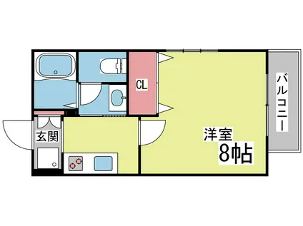 セゾン六甲(1K/2階)の間取り写真