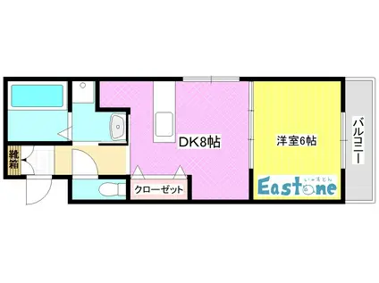 イリスパイラブライト(1DK/4階)の間取り写真