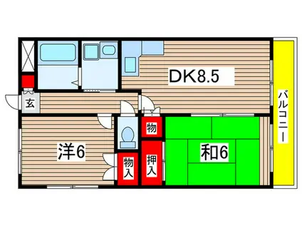 ノーブルナガシマ(2DK/1階)の間取り写真