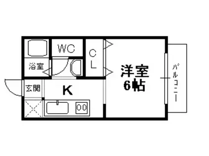 ラ・フォーレ宝塚(1K/2階)の間取り写真
