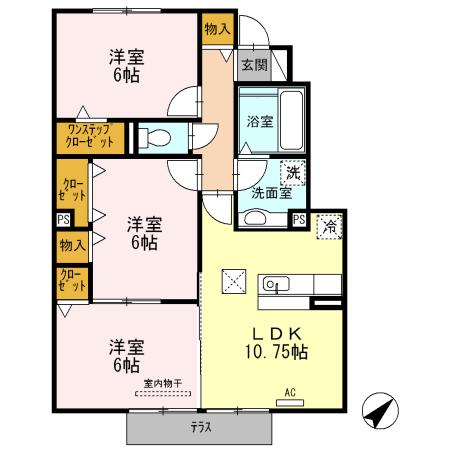 グリーンフィールド C(3LDK/1階)の間取り写真