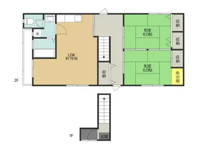 近江鉄道本線 ひこね芹川駅 徒歩9分 2階建 築24年(2LDK/2階)の間取り写真
