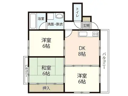 サンハイツアキ(3LDK/2階)の間取り写真