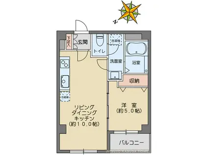 キャニオンマンション文京西片(1LDK/3階)の間取り写真