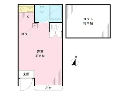 シャトル経堂(ワンルーム/1階)の間取り写真