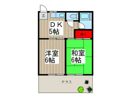 トヨタハイツ(2DK/1階)の間取り写真