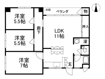 住之江マンション(3LDK/3階)の間取り写真