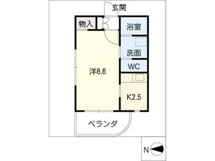 名鉄瀬戸線 旭前駅 徒歩2分 3階建 築21年(1K/1階)の間取り写真